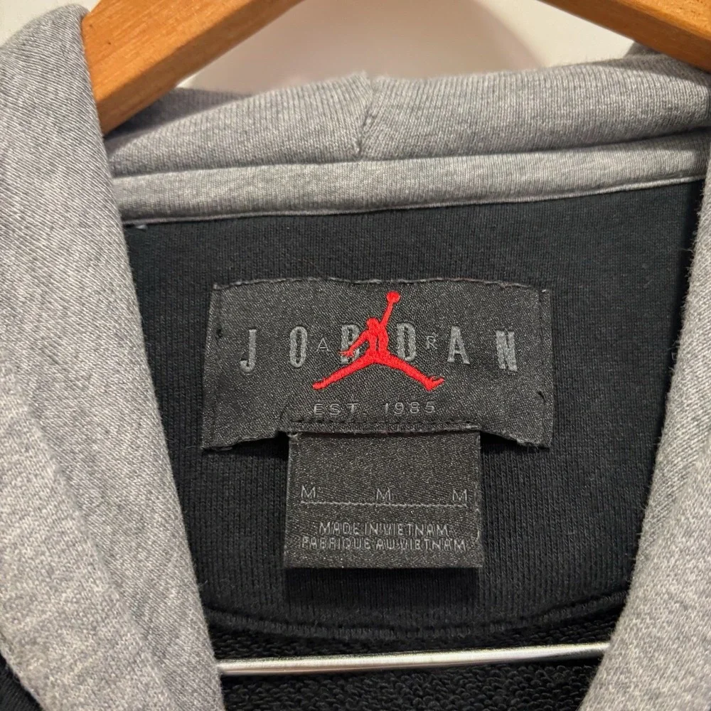 Air Jordan Y2K Men's Hoodie Black Grey‎ Size M JOR Graphic Pullover Sweater